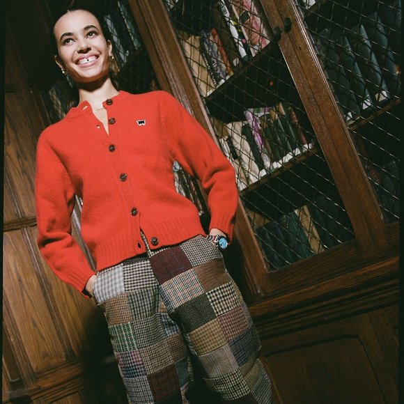 NWT Warm Wonderful Rowing Blazers 100% Shetland Wool Red Sheep Cardigan Sweater - Picture 4 of 5